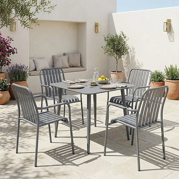 Τραπεζαρία Heven Vista pakoworld σετ 5τεμ ανθρακί αλουμίνιο 80x80x72εκ