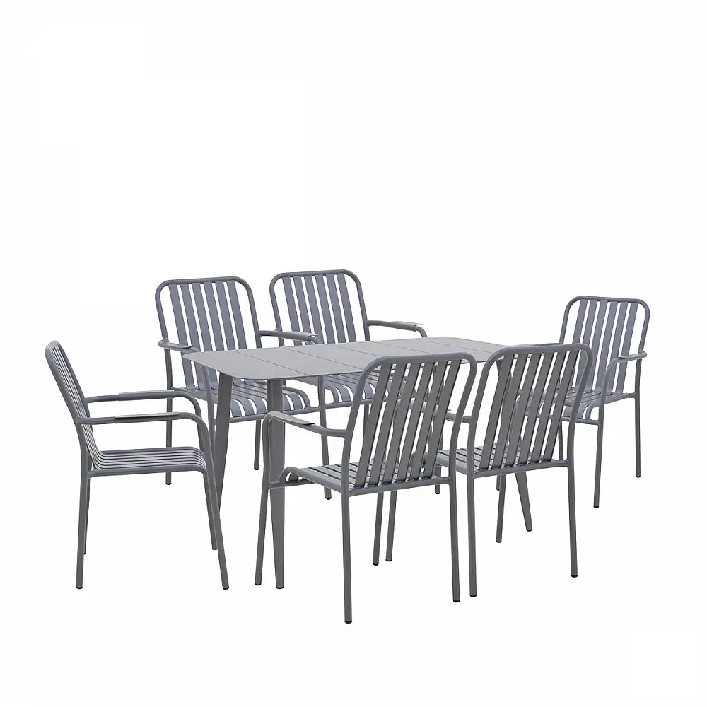 Τραπεζαρία Heven Vista pakoworld σετ 7τεμ ανθρακί αλουμίνιο 120x70x72εκ