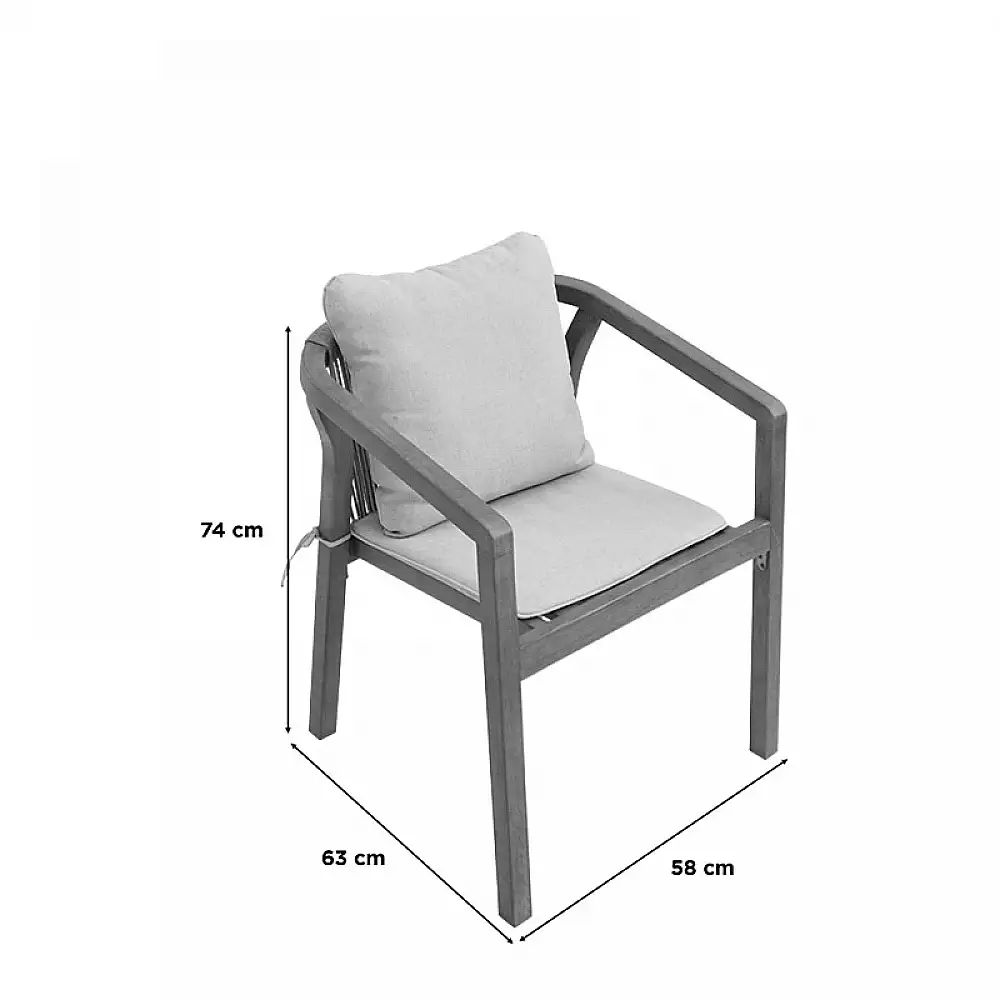 Τραπεζαρία Malibu pakoworld Σετ 5τεμ μασίφ ξύλο ακακίας 160x90x75εκ