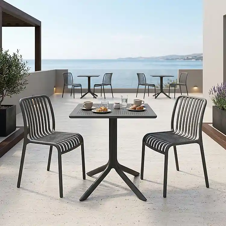 Τραπεζαρία Groovy Zoi pakoworld σετ 3τεμ ανθρακί PP 60x60x76εκ
