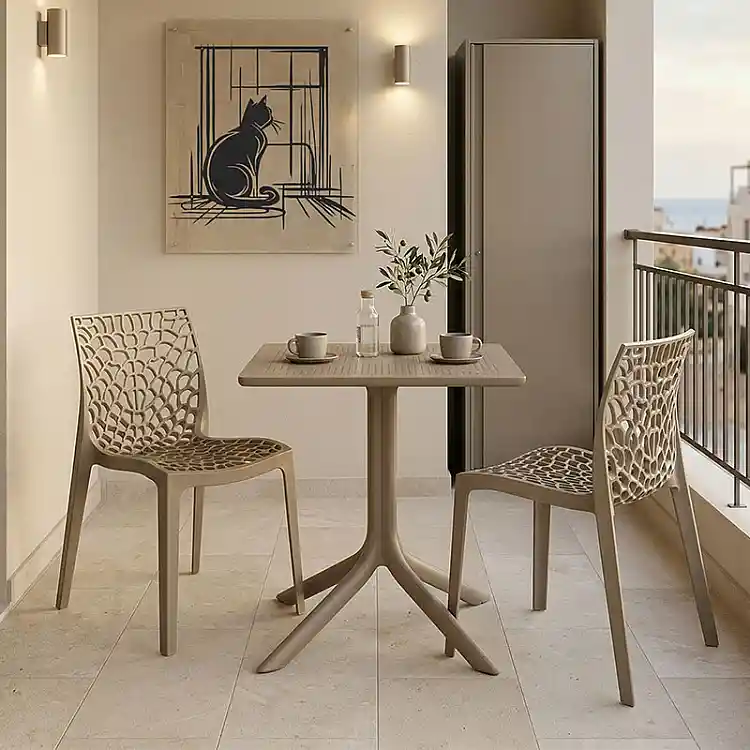 Τραπεζαρία Groovy Hush pakoworld σετ 3τεμ cappuccino PP 60x60x76εκ