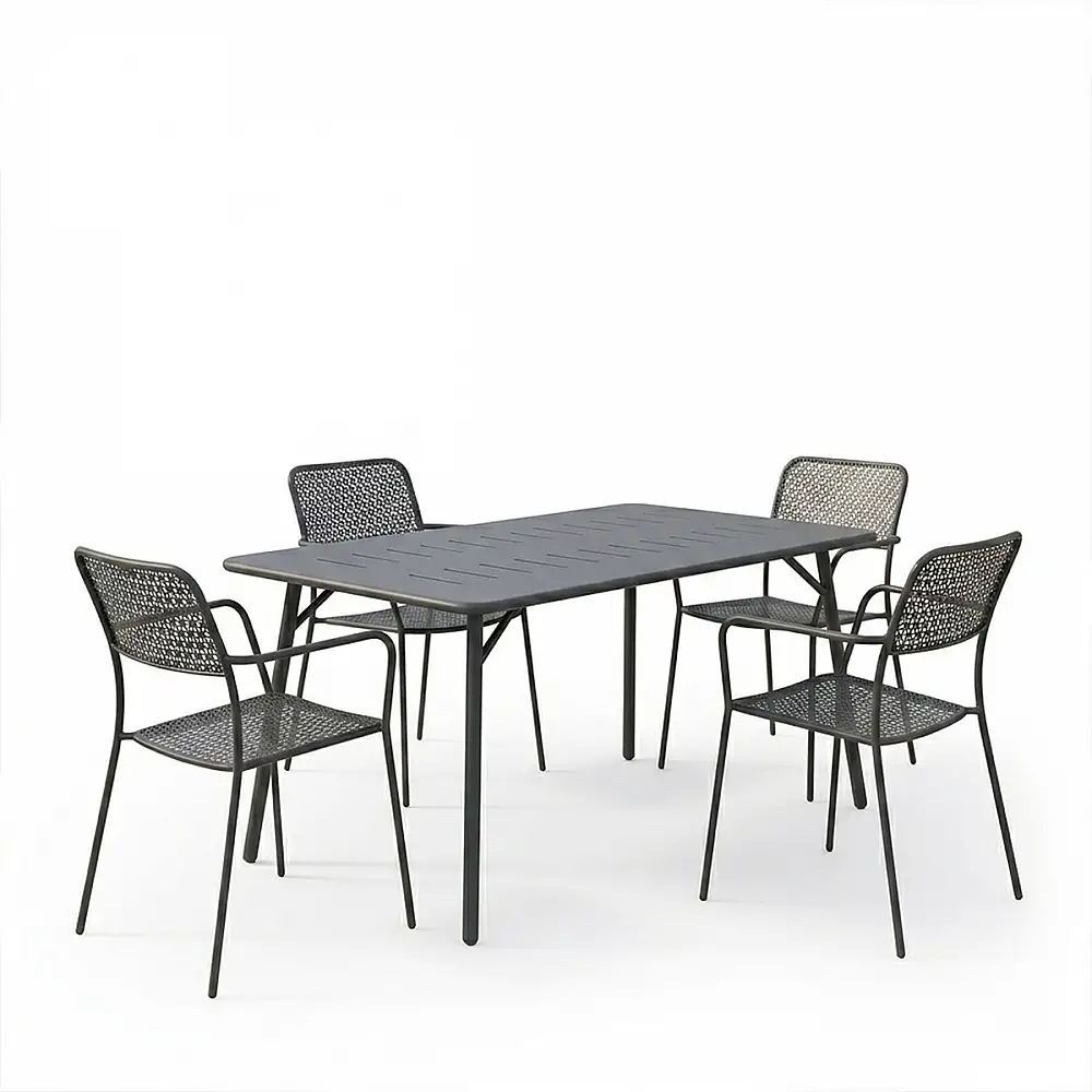 Τραπεζαρία Moraja Federal pakoworld σετ 5τεμ μαύρο μέταλλο 140x80x72εκ