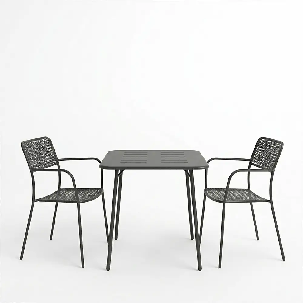 Τραπεζαρία Moraja Federal pakoworld σετ 3τεμ μαύρο μέταλλο 70x70x73εκ