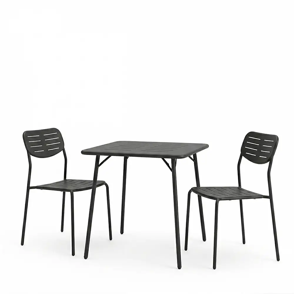 Τραπεζαρία Moraja Deraby I pakoworld σετ 3τεμ μαύρο μέταλλο 70x70x73εκ