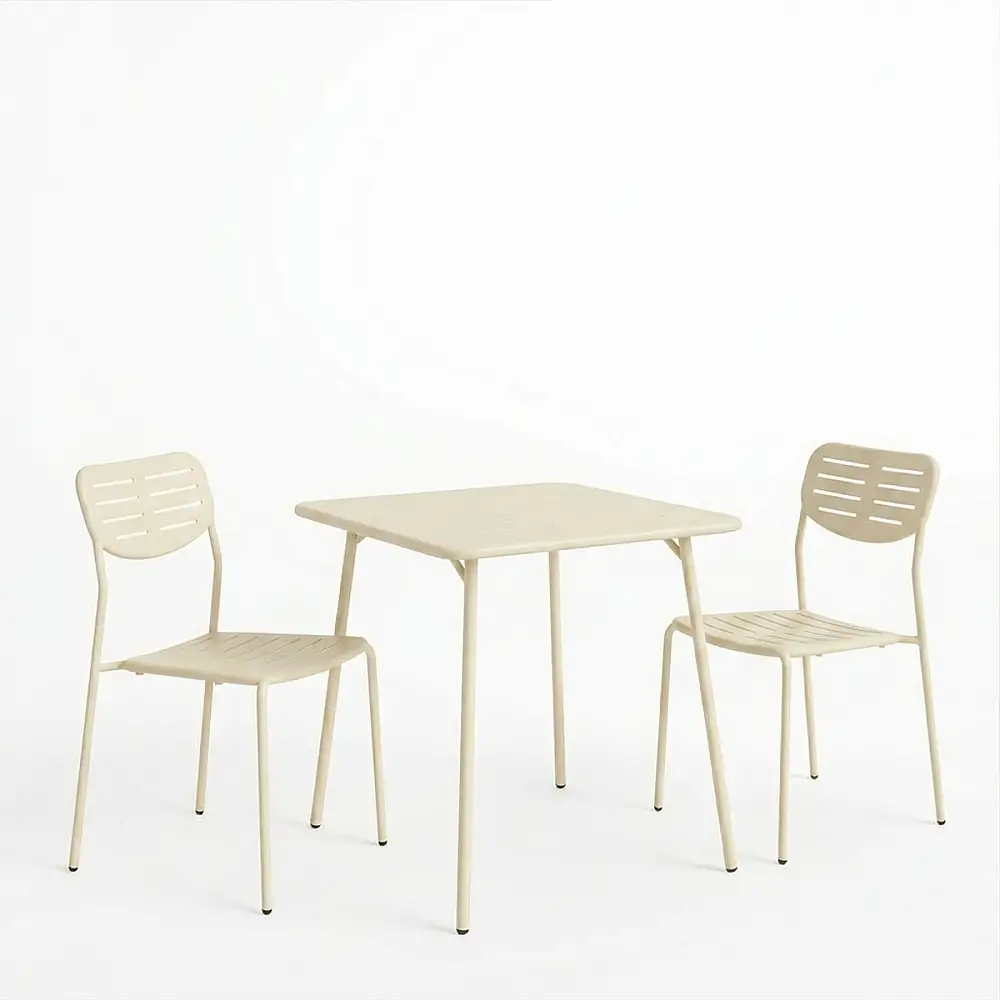 Τραπεζαρία Moraja Deraby I pakoworld σετ 3τεμ κρεμ μέταλλο 70x70x73εκ