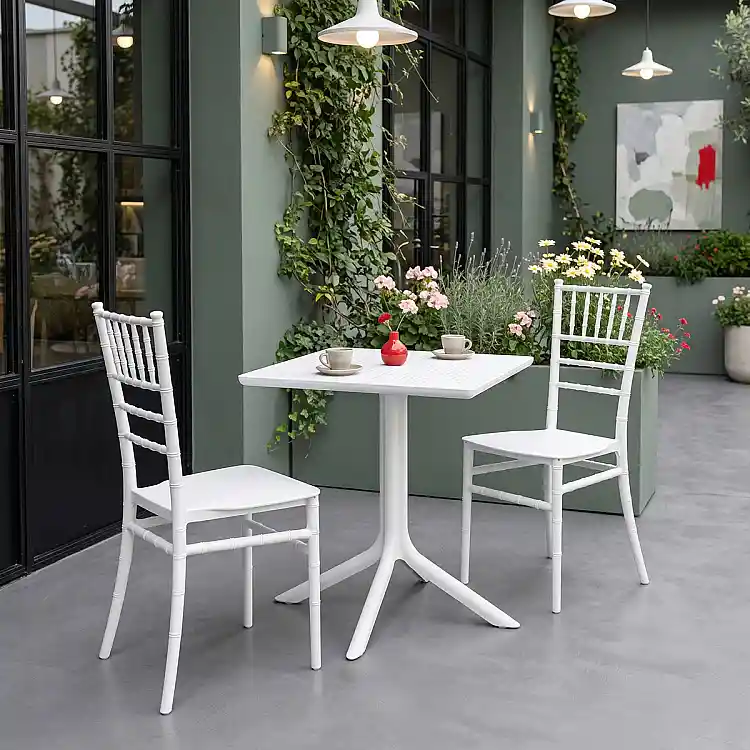 Τραπεζαρία Groovy Tifany I pakoworld σετ 3τεμ λευκό PP 60x60x76εκ