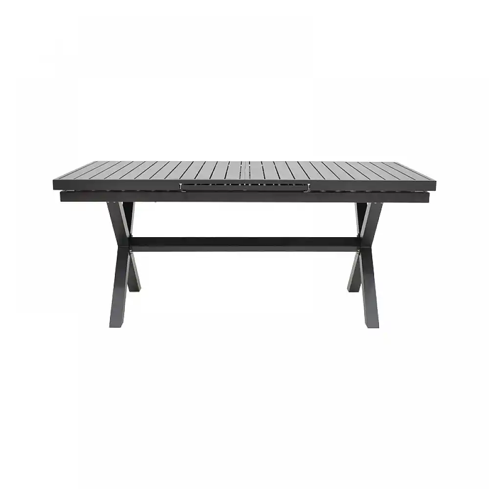 Τραπεζαρία Dagyn Breze pakoworld σετ 7τεμ ανθρακί αλουμίνιο με φυσική απόχρωση 180-240x90x76εκ