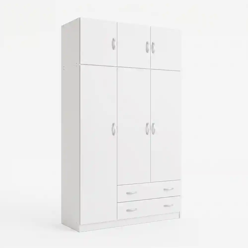 Ντουλάπα τρίφυλλη με πατάρι Alvia pakoworld λευκό 150x51x240εκ