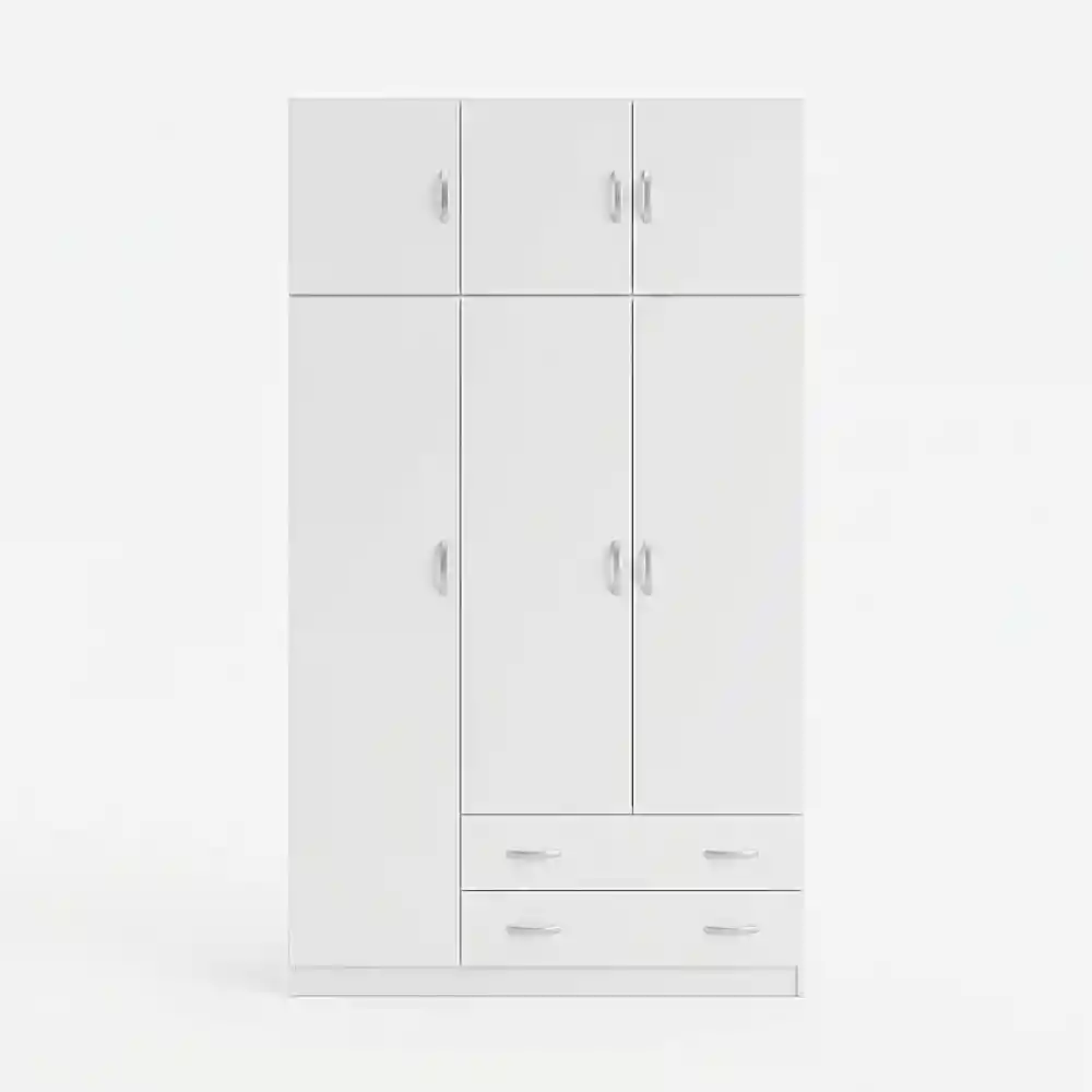 Ντουλάπα τρίφυλλη με πατάρι Alvia pakoworld λευκό 150x51x240εκ