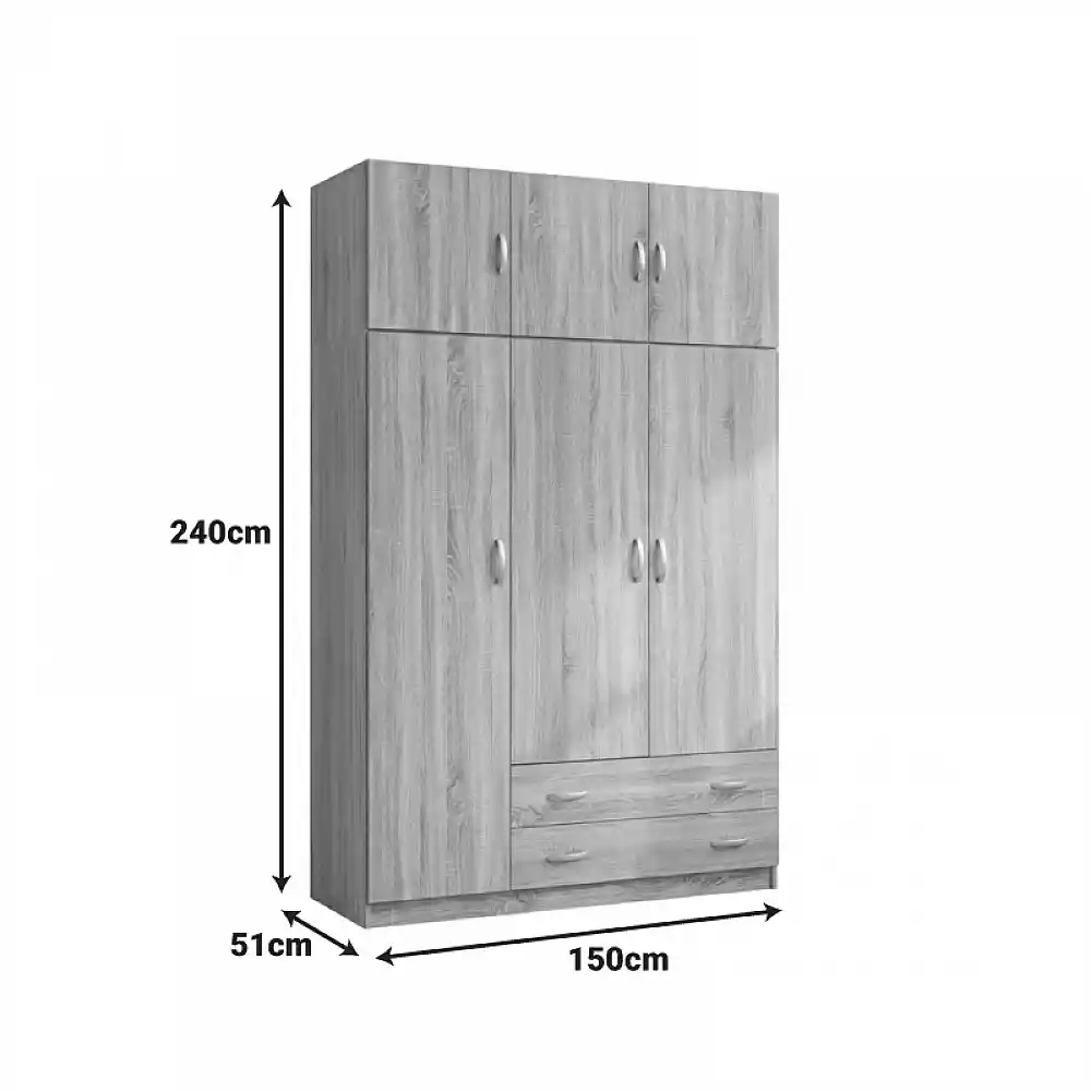 Ντουλάπα τρίφυλλη με πατάρι Alvia pakoworld λευκό 150x51x240εκ