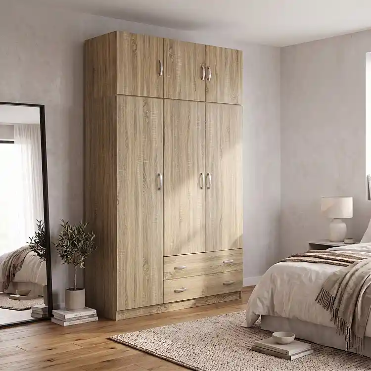 Ντουλάπα τρίφυλλη με πατάρι Alvia pakoworld sonoma 150x51x240εκ