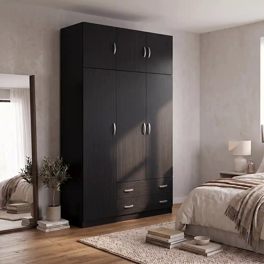 Ντουλάπα τρίφυλλη με πατάρι Alvia pakoworld wenge 150x51x240εκ