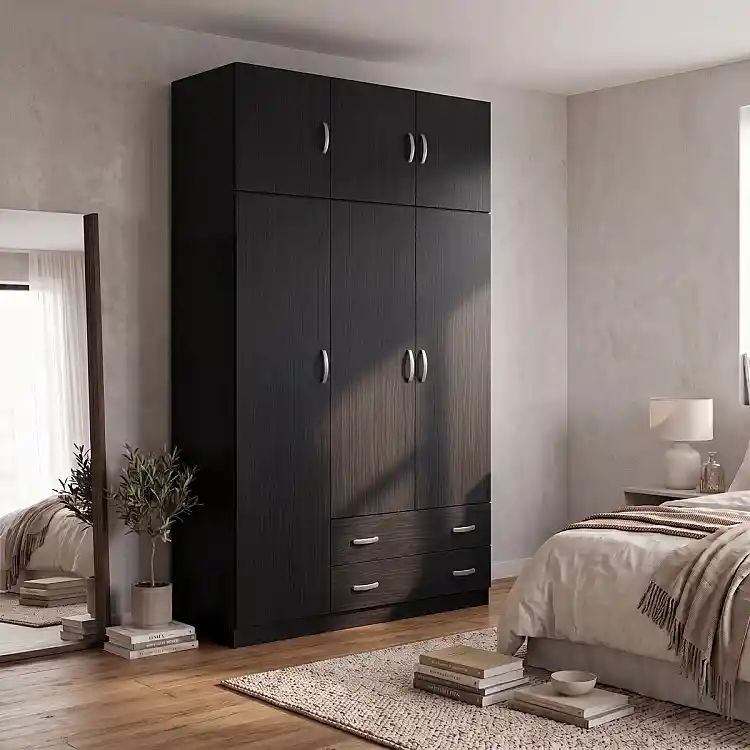 Ντουλάπα τρίφυλλη με πατάρι Alvia pakoworld wenge 150x51x240εκ