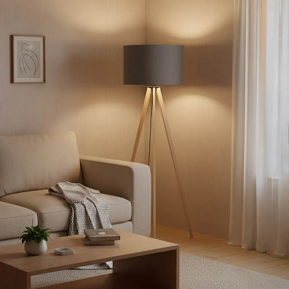 Φωτιστικό δαπέδου PWL-1060 pakoworld Ε27 φυσικό-γκρι Φ38x140εκ