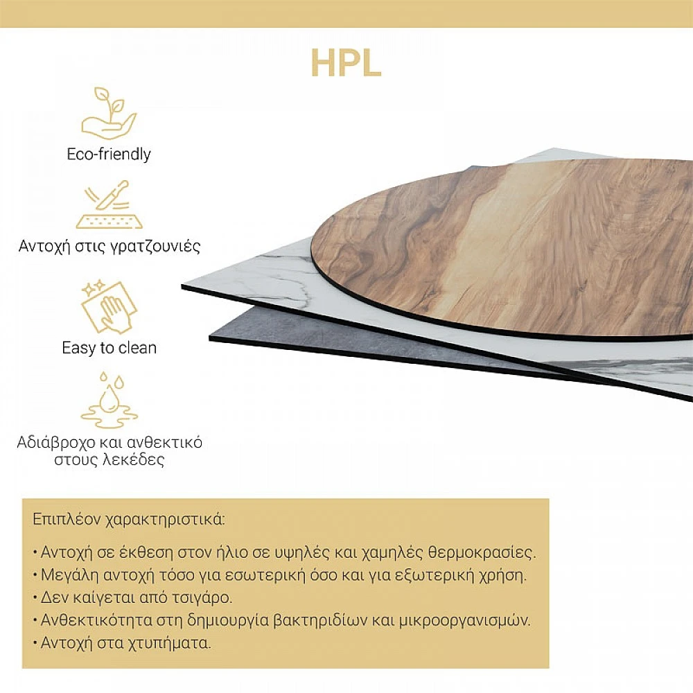 Επιφάνεια τραπεζιού Inspire pakoworld HPL γκρι cement Φ69εκ πάχους 12mm Επιφάνεια τραπεζιού Inspire pakoworld HPL γκρι cement Φ69εκ πάχους 12mm