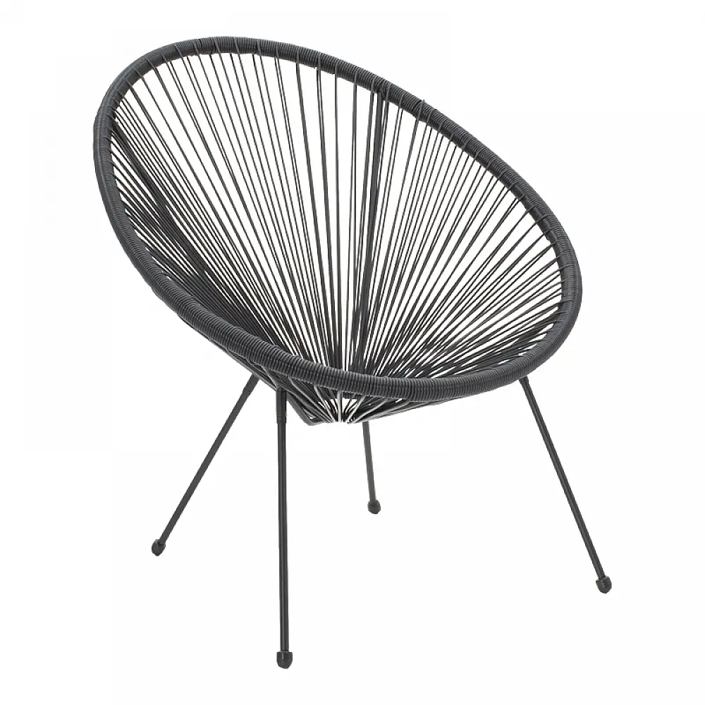 Πολυθρόνα Acapulco pakoworld μεταλλο-pe rattan σε μαύρη απόχρωση 68.5x74.5x84εκ