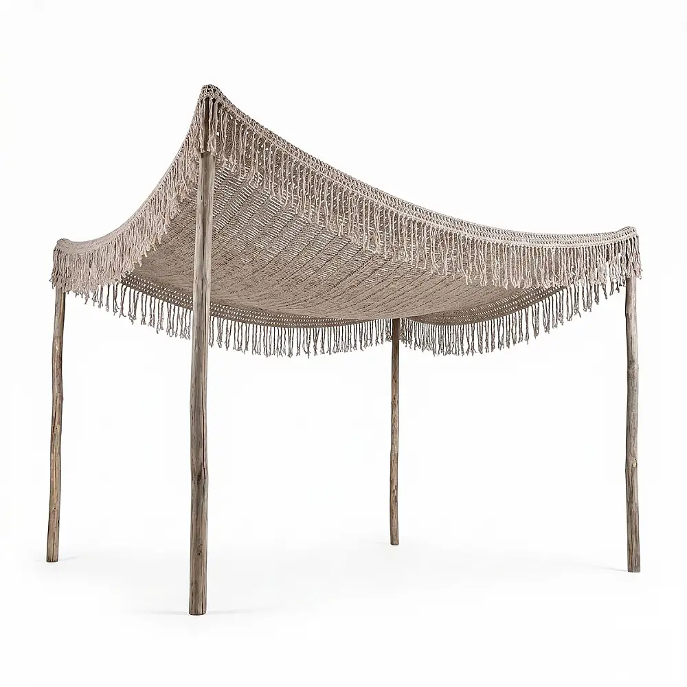 Δίχτυ σκίασης Shelto pakoworld μακραμέ poly-cotton σε μπεζ απόχρωση 300x400x27εκ