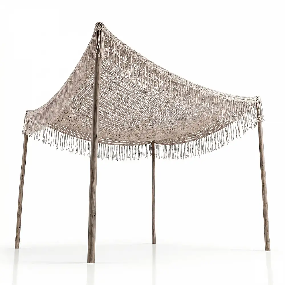 Δίχτυ σκίασης Shelto pakoworld μακραμέ poly-cotton σε μπεζ απόχρωση 400x400x27εκ