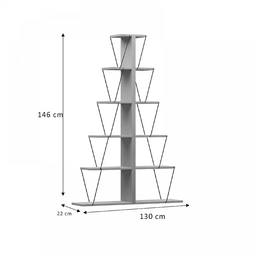 Βιβλιοθήκη mini Tars pakoworld sonoma-μαύρο 130x22x146εκ Βιβλιοθήκη mini Tars pakoworld sonoma-μαύρο 130x22x146εκ