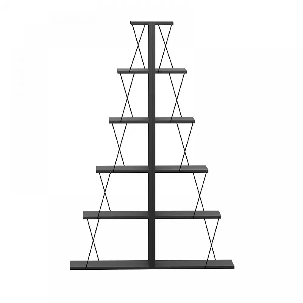 Βιβλιοθήκη mini Tars pakoworld ανθρακί-μαύρο 130x22x146εκ