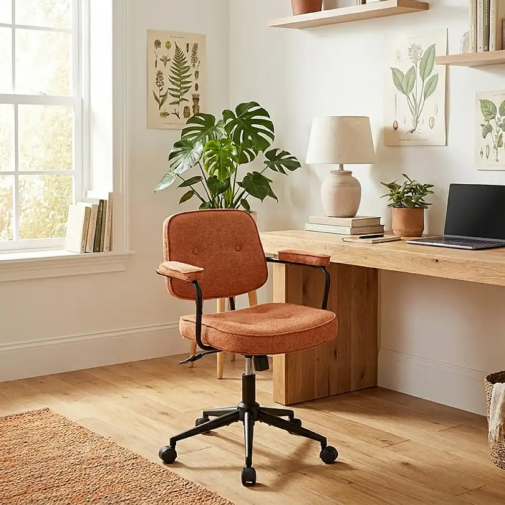 Καρέκλα γραφείου Leberta pakoworld terracotta ύφασμα 64x63,5x86-96εκ