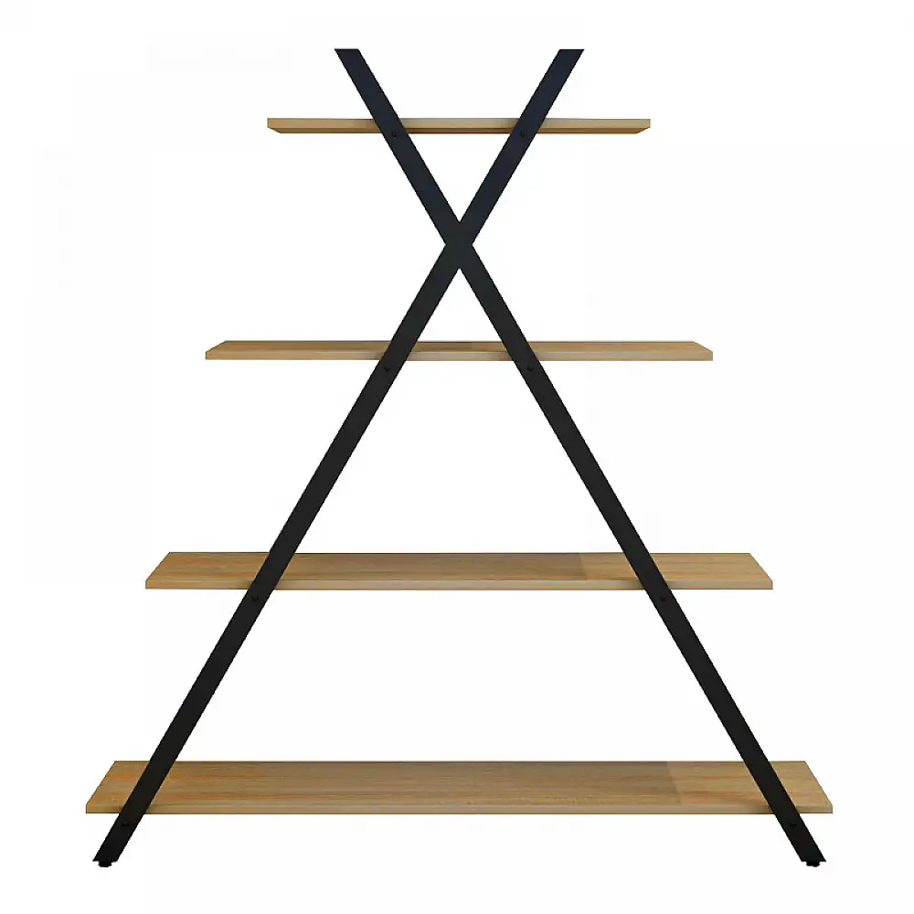 Βιβλιοθήκη Tree pakoworld μαύρο-φυσικό 120x33x135εκ