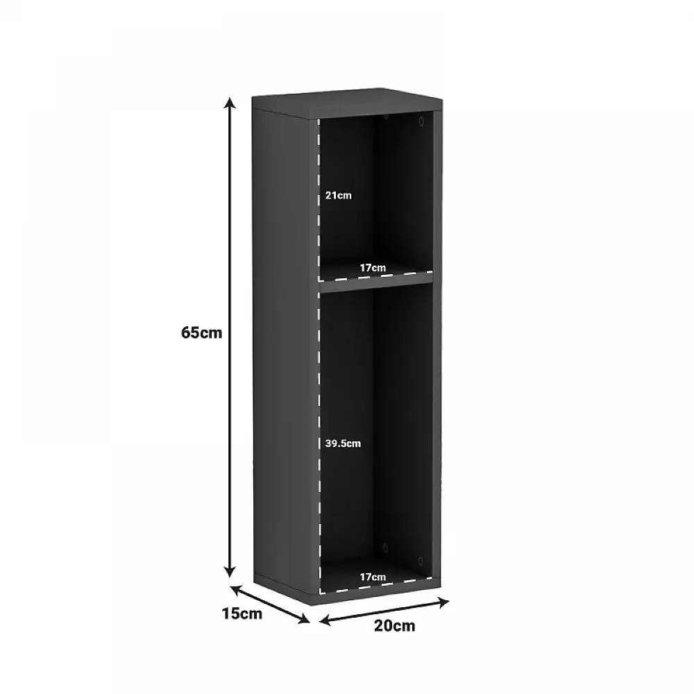 Ραφιέρα-κομοδίνο τοίχου Racks pakoworld σε ανθρακί απόχρωση 20x15x65εκ