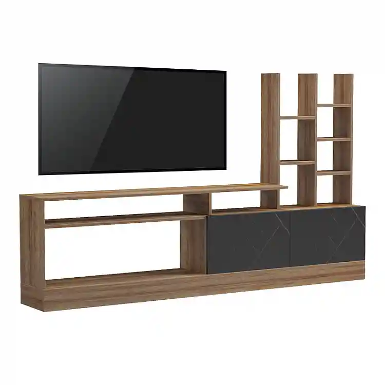 Σύνθετο σαλονιού Seruno pakoworld oak - μαύρο μαρμάρου 170x25x100εκ