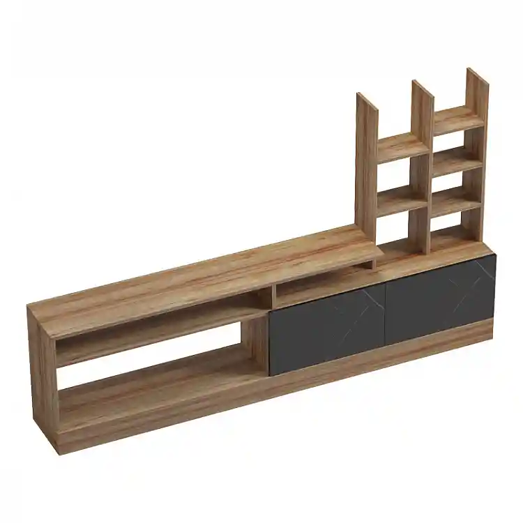 Σύνθετο σαλονιού Seruno pakoworld oak - μαύρο μαρμάρου 170x25x100εκ