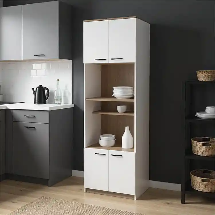 Ντουλάπα κουζίνας Rowan pakoworld σε λευκή-sonoma απόχρωση 60x42x182εκ