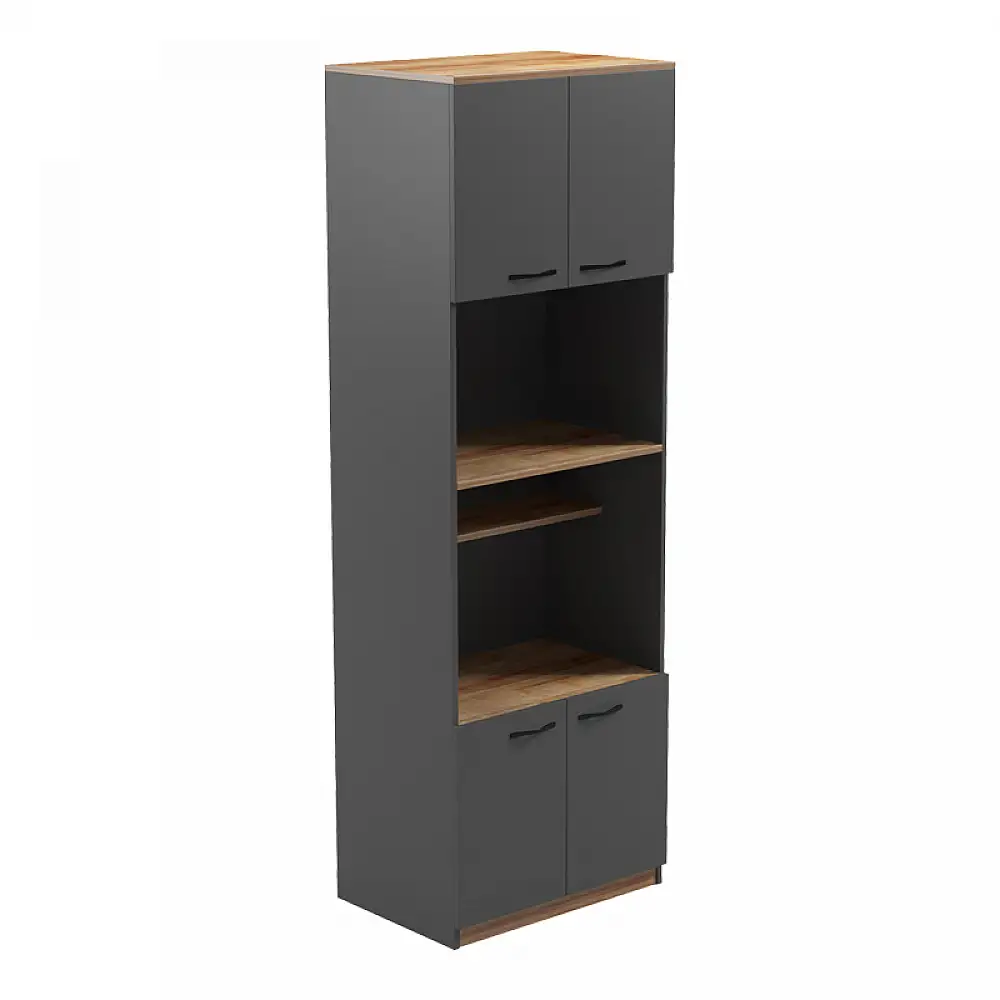 Ντουλάπα κουζίνας Rowan pakoworld σε ανθρακί-oak απόχρωση 60x42x182εκ