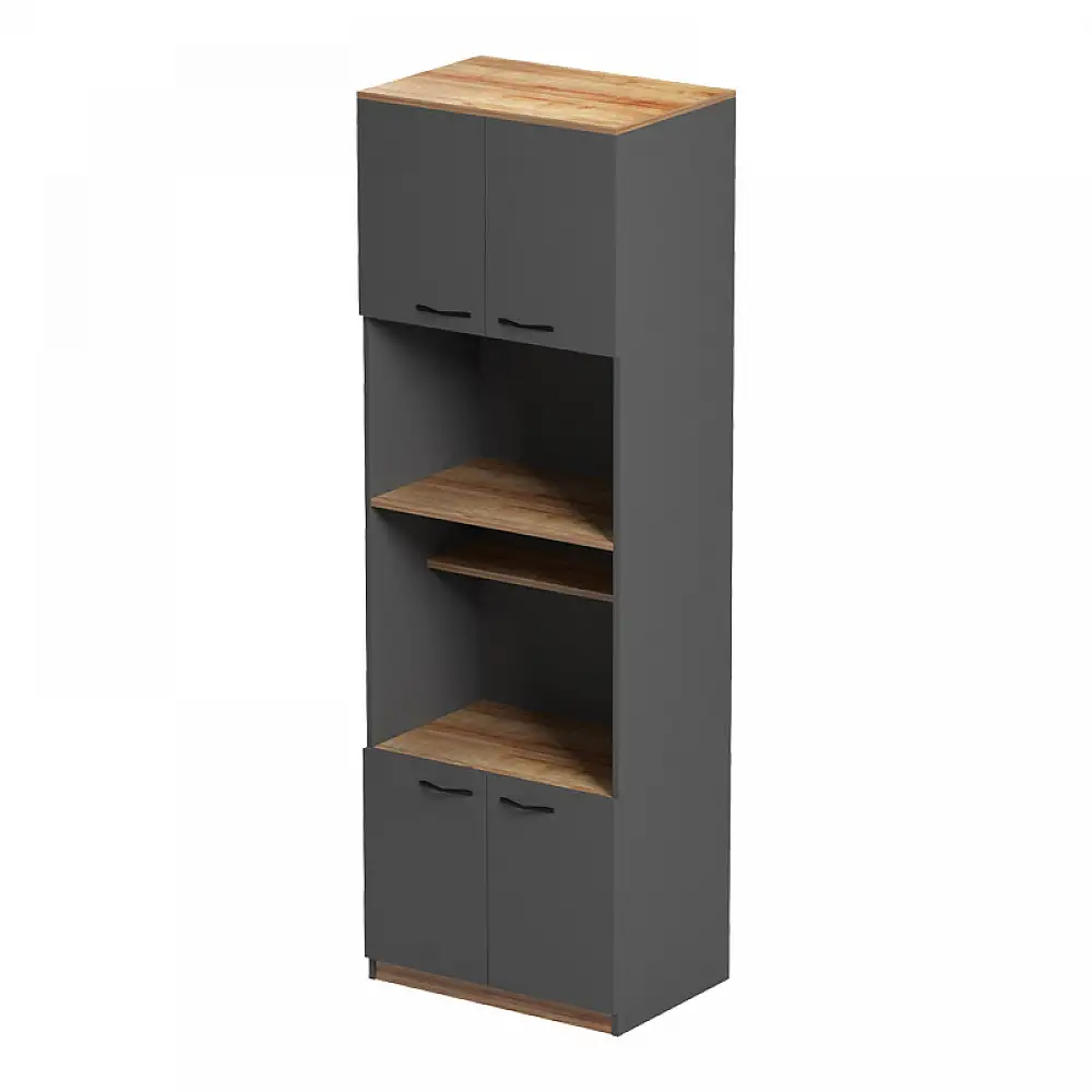 Ντουλάπα κουζίνας Rowan pakoworld σε ανθρακί-oak απόχρωση 60x42x182εκ