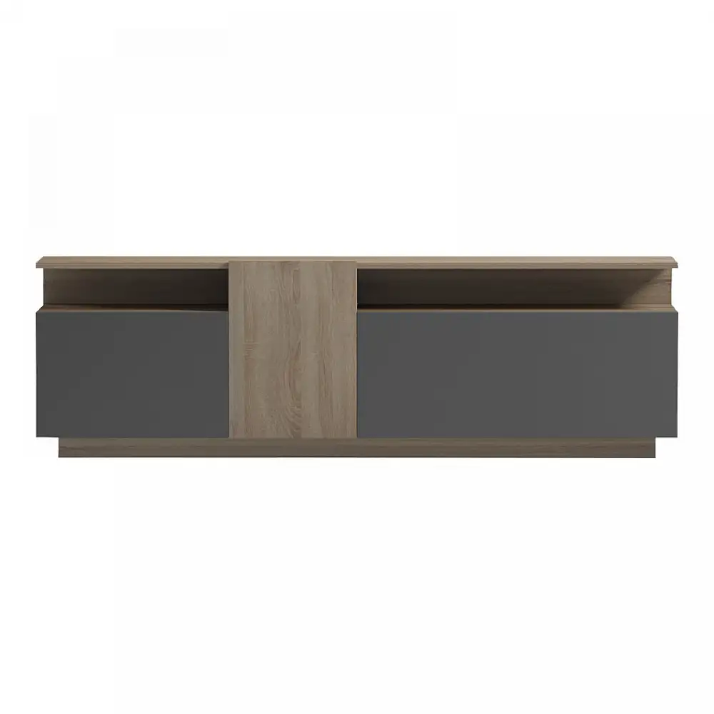 Έπιπλο τηλεόρασης Vendora pakoworld σε sonoma-ανθρακί απόχρωση 150x29.5x46.3εκ
