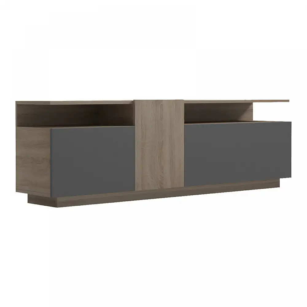 Έπιπλο τηλεόρασης Vendora pakoworld σε sonoma-ανθρακί απόχρωση 150x29.5x46.3εκ