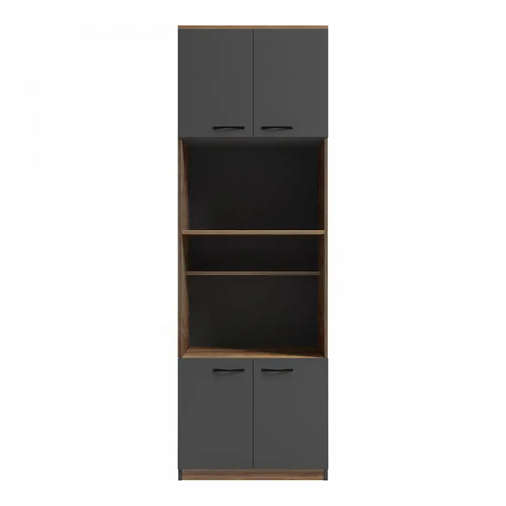 Ντουλάπα κουζίνας Rowan pakoworld σε oak-ανθρακί απόχρωση 60x42x182εκ