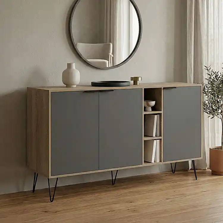Μπουφές Balain pakoworld sonoma-ανθρακί 142x35.5x83εκ