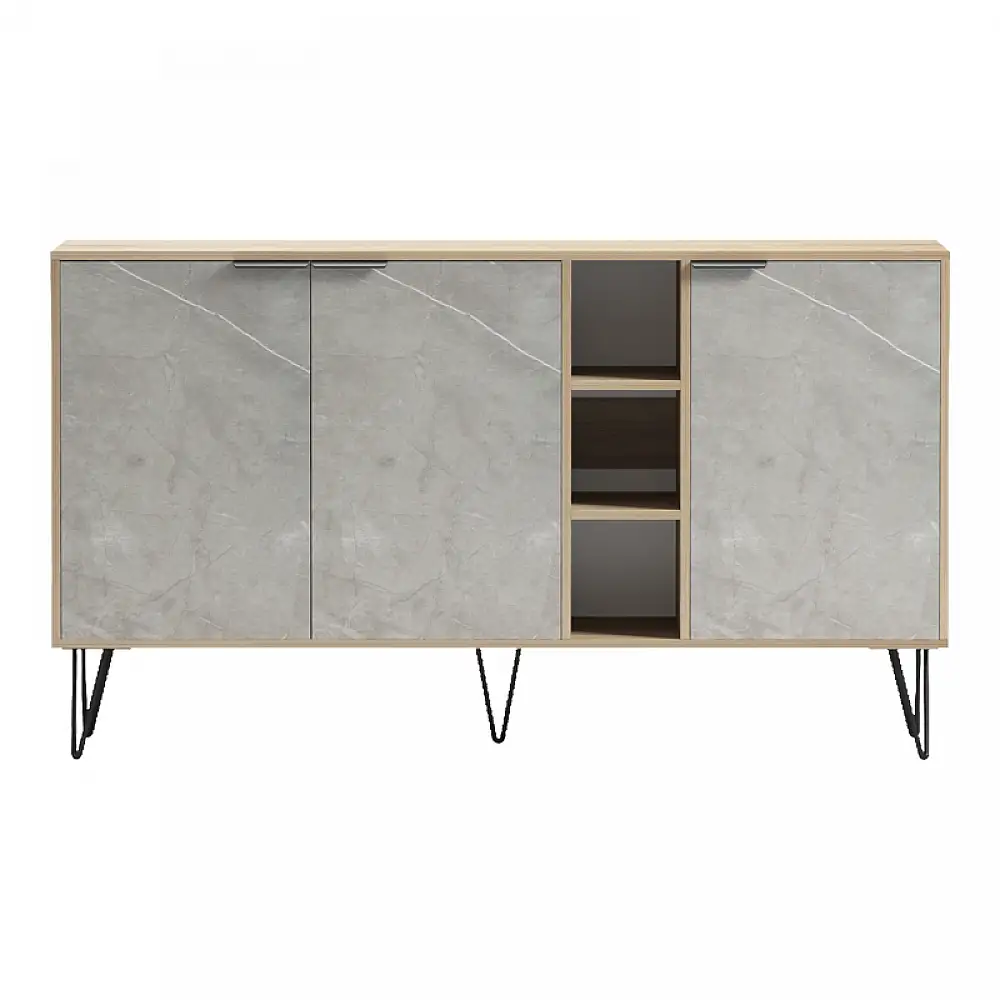 Μπουφές Balain pakoworld sonoma-γκρι μπεζ όψη μαρμάρου 142x35.5x83εκ