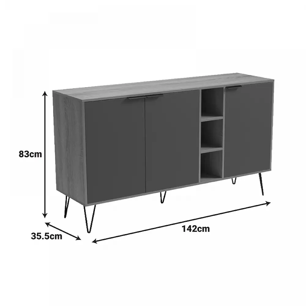 Μπουφές Balain pakoworld sonoma-γκρι μπεζ όψη μαρμάρου 142x35.5x83εκ