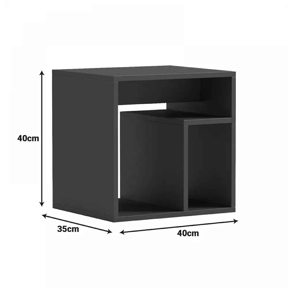 Βοηθητικό τραπέζι Doublo pakoworld ανθρακί 40x35x40εκ