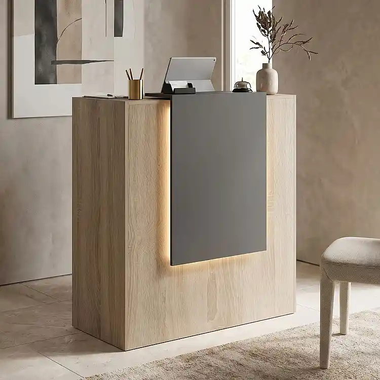 Γραφείο reception Zowel pakoworld με led sonoma-ανθρακί 90x40x110εκ