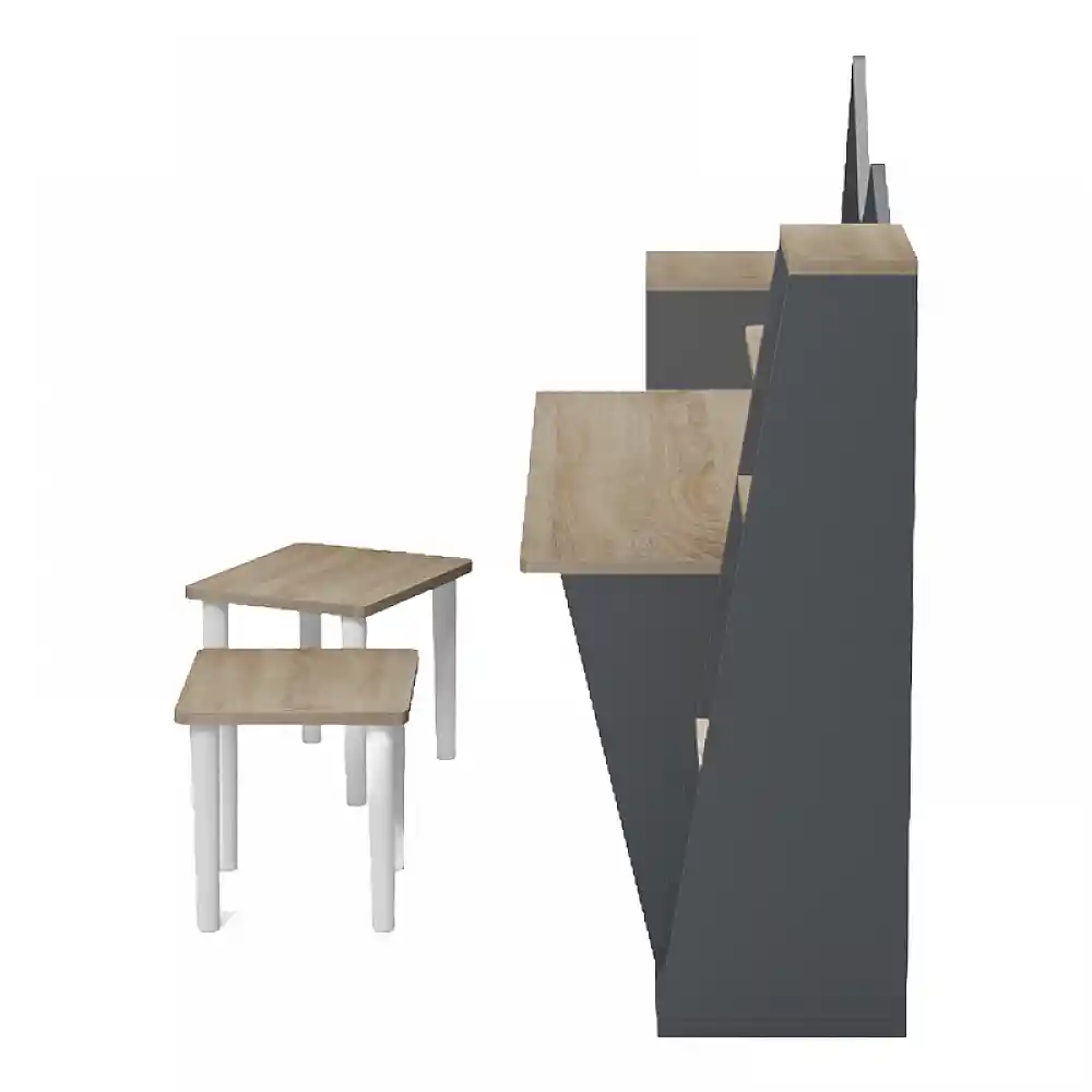 Παιδικό γραφείο με σκαμπο Dualto pakoworld sonoma-ανθρακί 180x30x93.6εκ