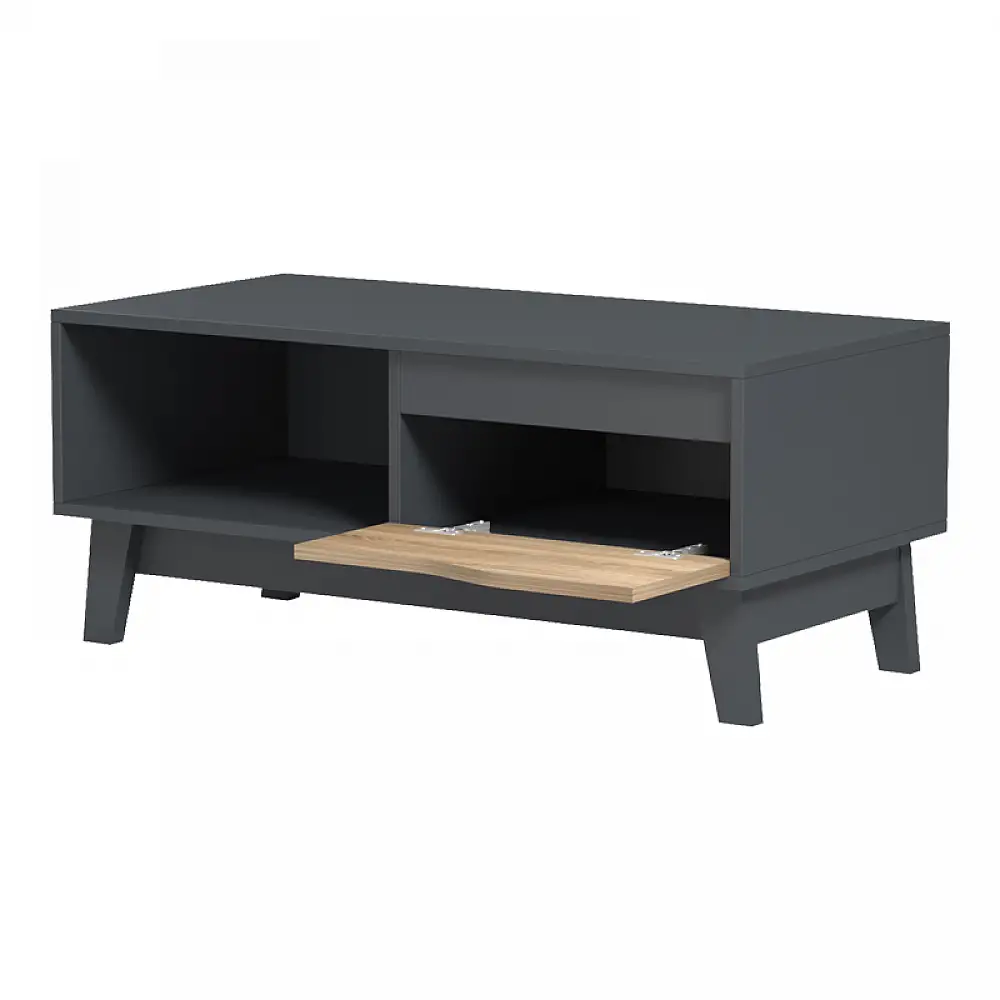 Τραπέζι σαλονιού Judas pakoworld ανθρακί-sonoma 90x45x38.5εκ