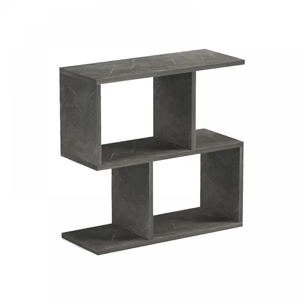 Βοηθητικό τραπέζι-βιβλιοθήκη Wesmol pakoworld ανθρακί όψη μαρμάρου 50x20x50εκ