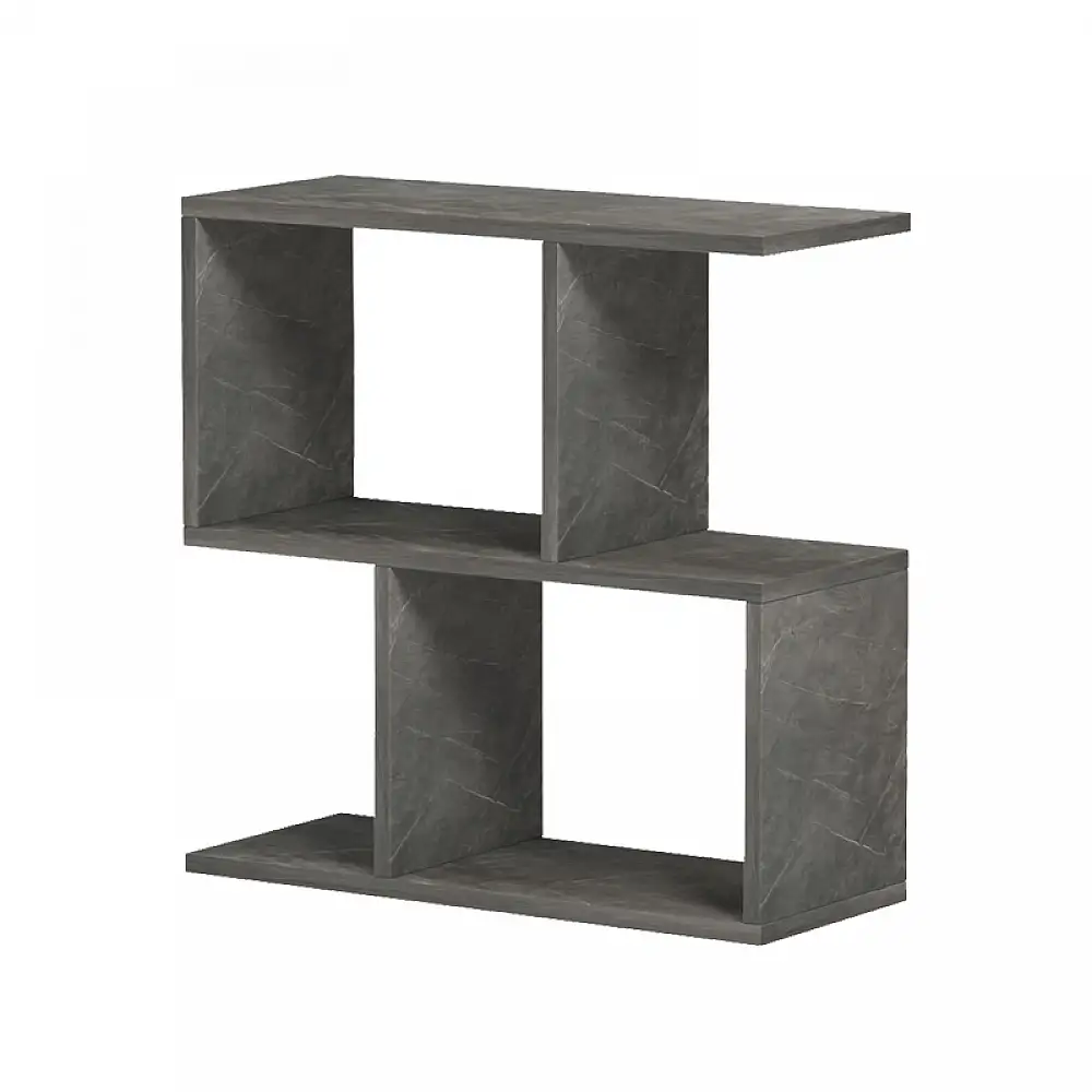 Βοηθητικό τραπέζι-βιβλιοθήκη Wesmol pakoworld ανθρακί όψη μαρμάρου 50x20x50εκ