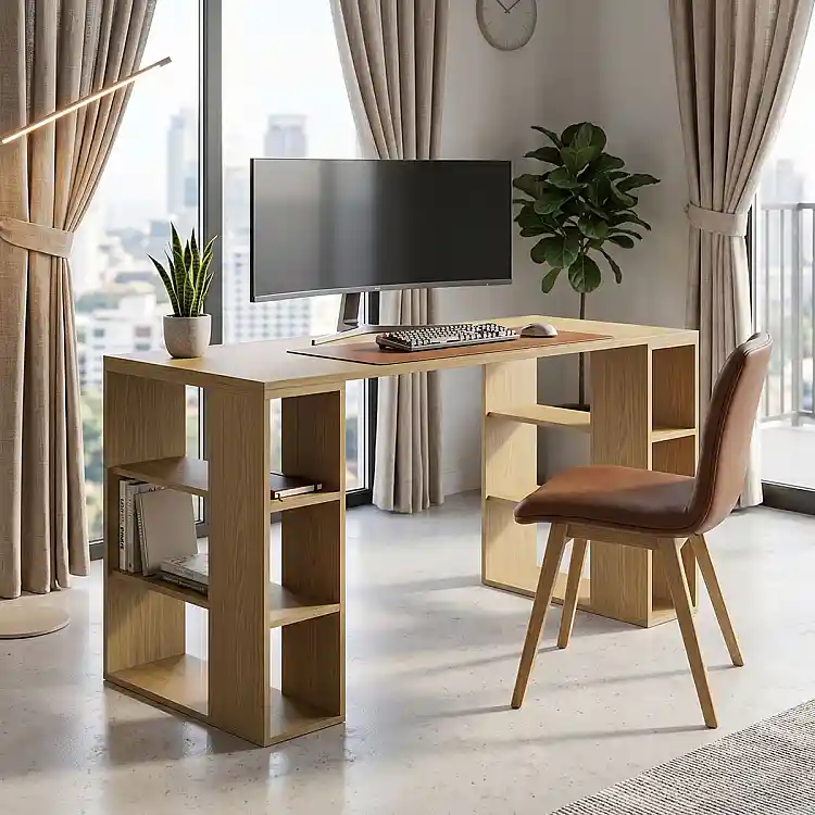 Γραφείο εργασίας Praga pakoworld σε ανοιχτό καρυδί 140x60x75εκ