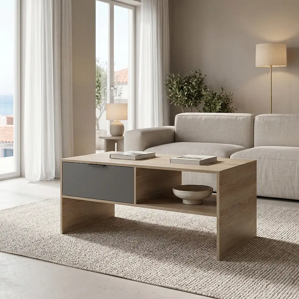 Τραπέζι σαλονιού Felina pakoworld sonoma-ανθρακί 100x50x45εκ