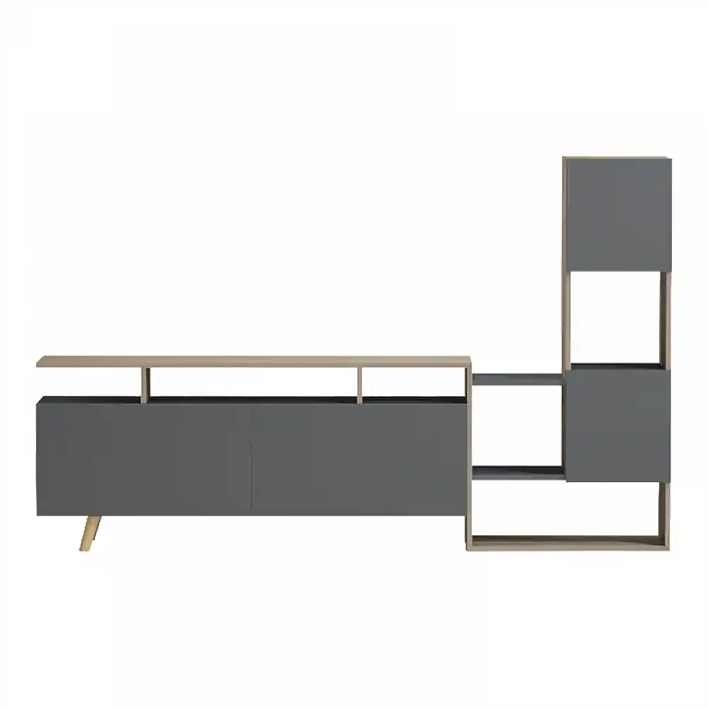Σύνθετο σαλονιού Defry pakoworld sonoma-ανθρακί 177.5x31.5x110εκ