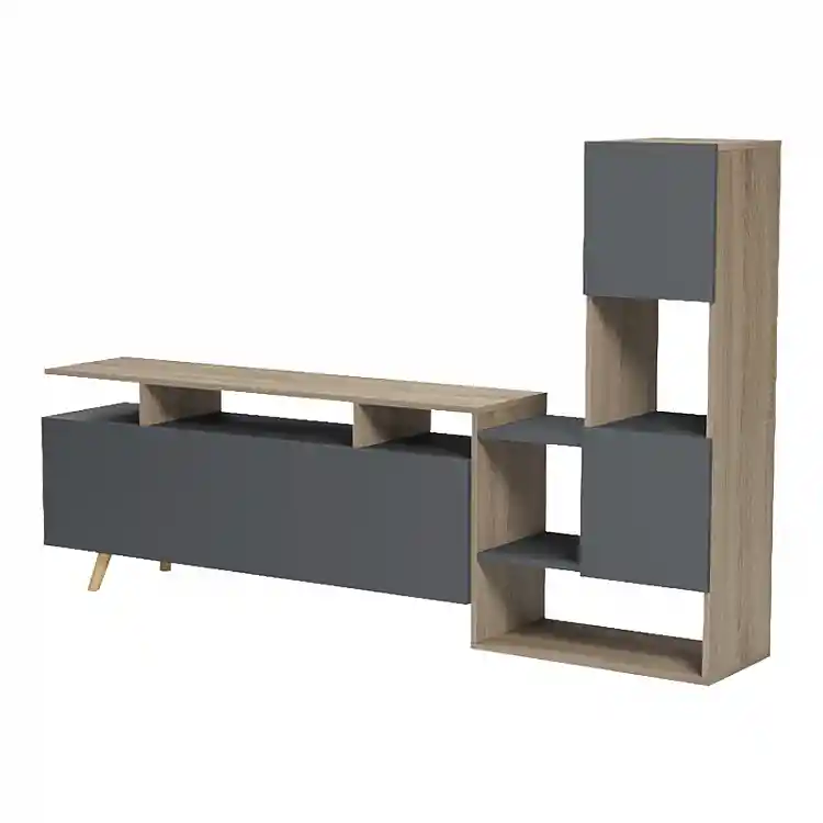 Σύνθετο σαλονιού Defry pakoworld sonoma-ανθρακί 177.5x31.5x110εκ