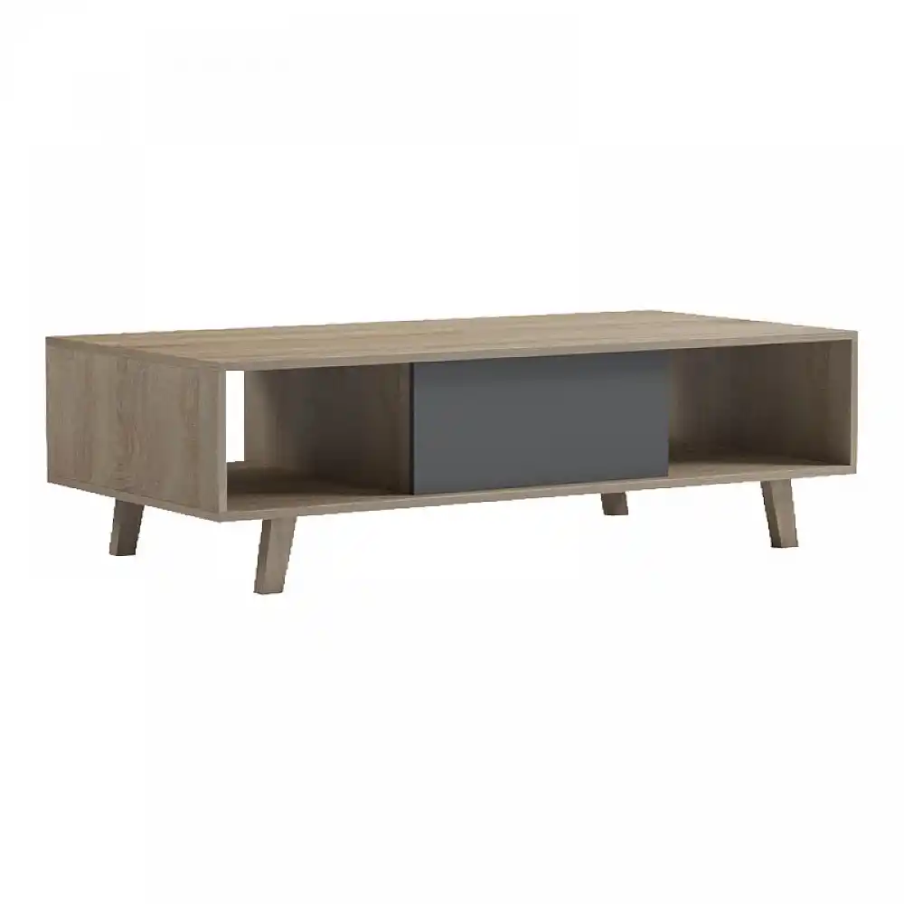 Τραπέζι σαλονιού Elonza pakoworld sonoma-ανθρακί 120x60x36εκ