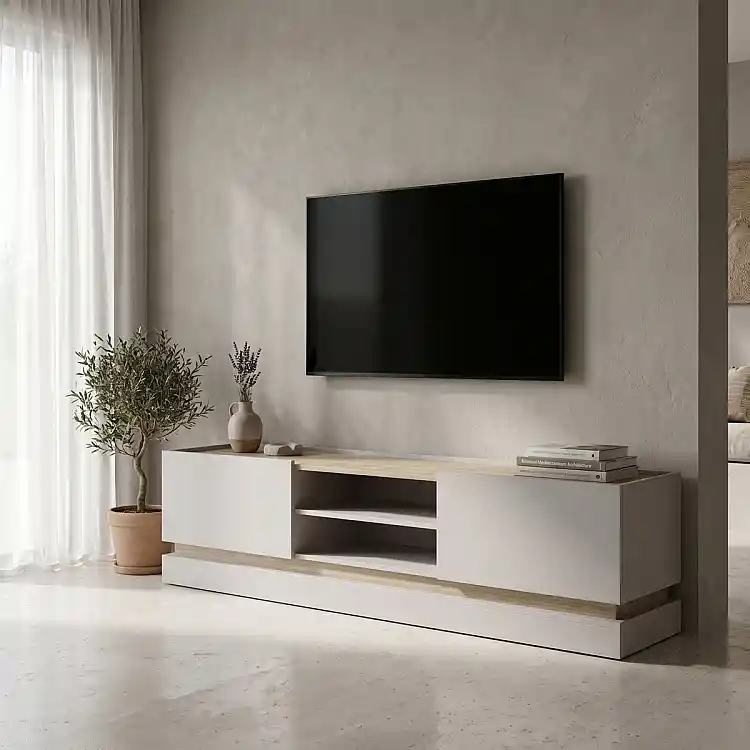Έπιπλο τηλεόρασης Wendo pakoworld taupe-sonoma 200x37x47εκ